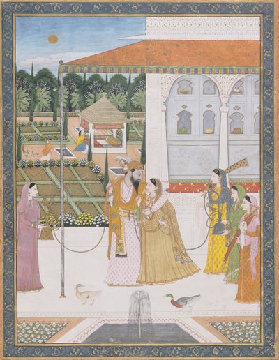 Un couple marchant - Pahari School